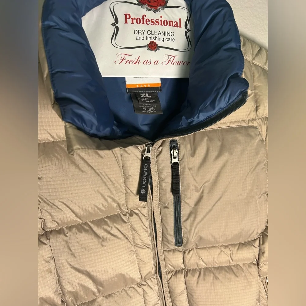 Burton Lava Light Tan Men's Puffer Snow Snowboard Vest Size XL Packable - Picture 4 of 7